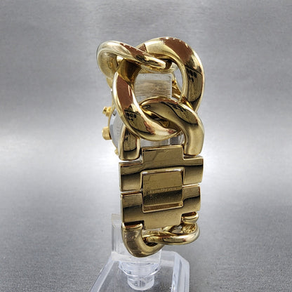 Michael Kors Runway Chronograph Watch Women 38mm Champagne Dial Gold New Batter7