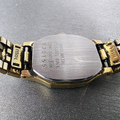 Seiko Watch Women 17mm White Dial Gold Tone Octagon 2y005509 New Battery9