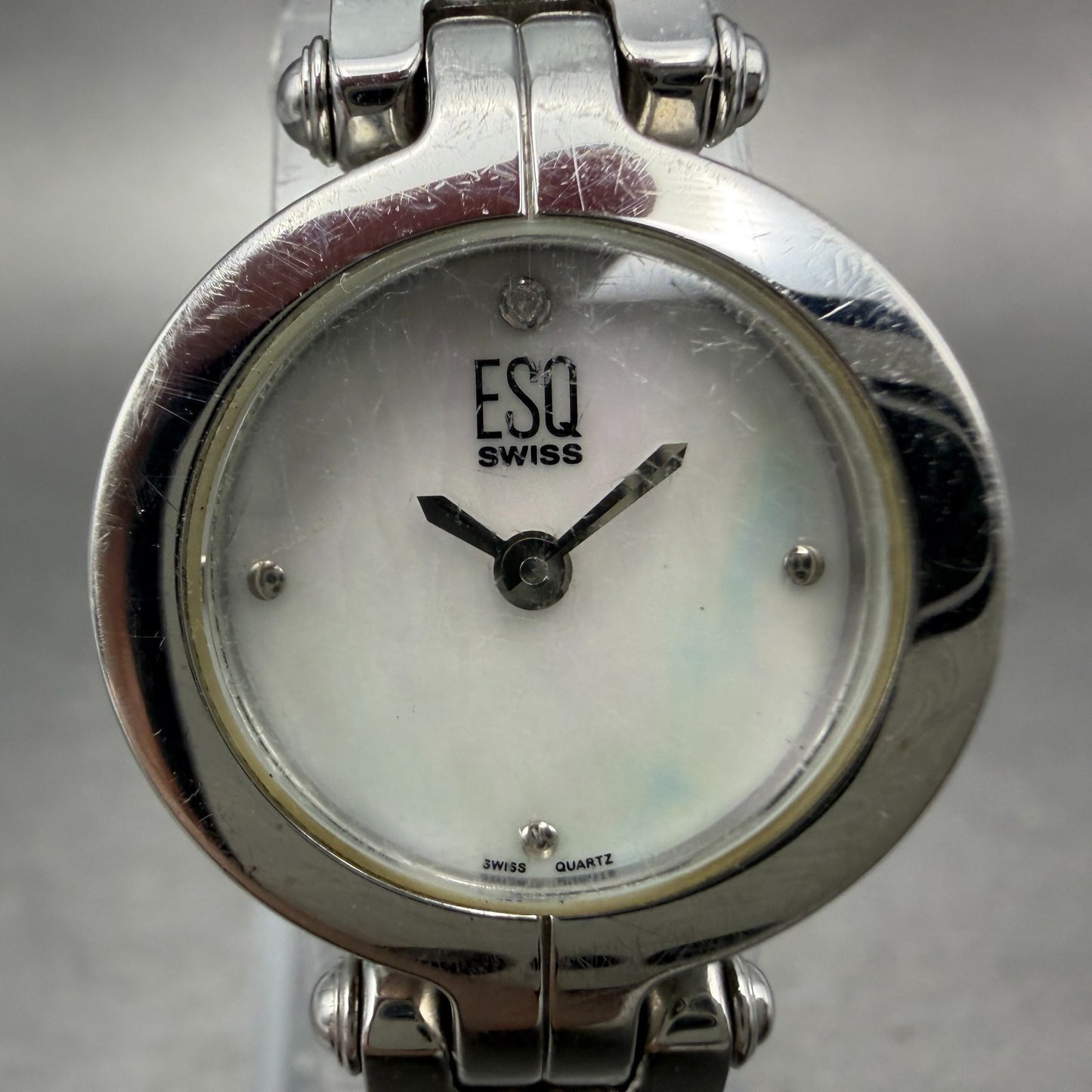 ESQ Watch Women 22mm MOP Dial Silver Tone Round E5418 New Battery1