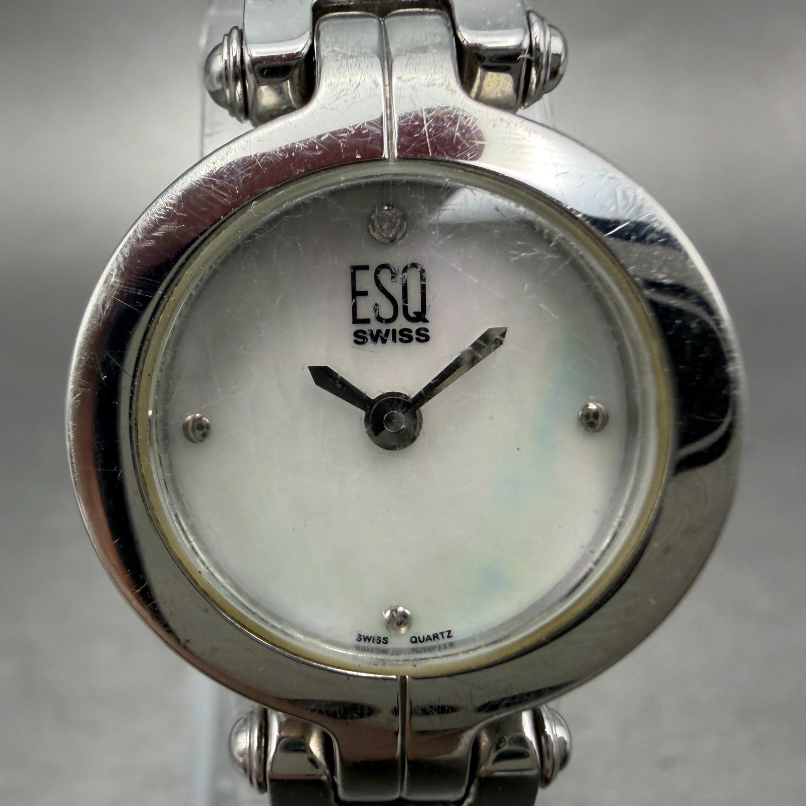 ESQ Watch Women 22mm MOP Dial Silver Tone Round E5418 New Battery1