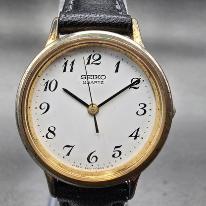 Seiko Watch Women 25mm White Dial Gold Tone Round 5421-0090 New Battery Vintage1