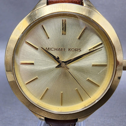 Michael kors Runway Watch Women 42mm Gold Dial Gold Tone Round MK2256 New Batt1