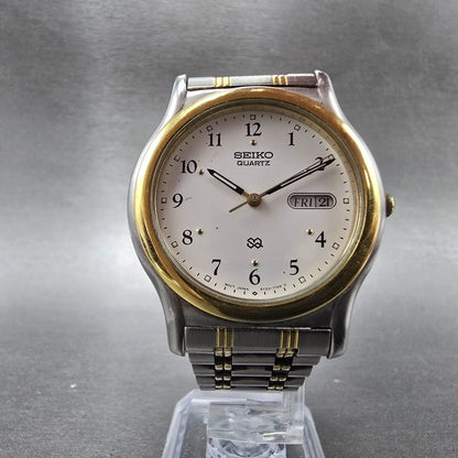 Seiko SQ Watch Men 36mm White Dial Silver Tone Dadyate 5Y23-7089 PARTS NO BACK6