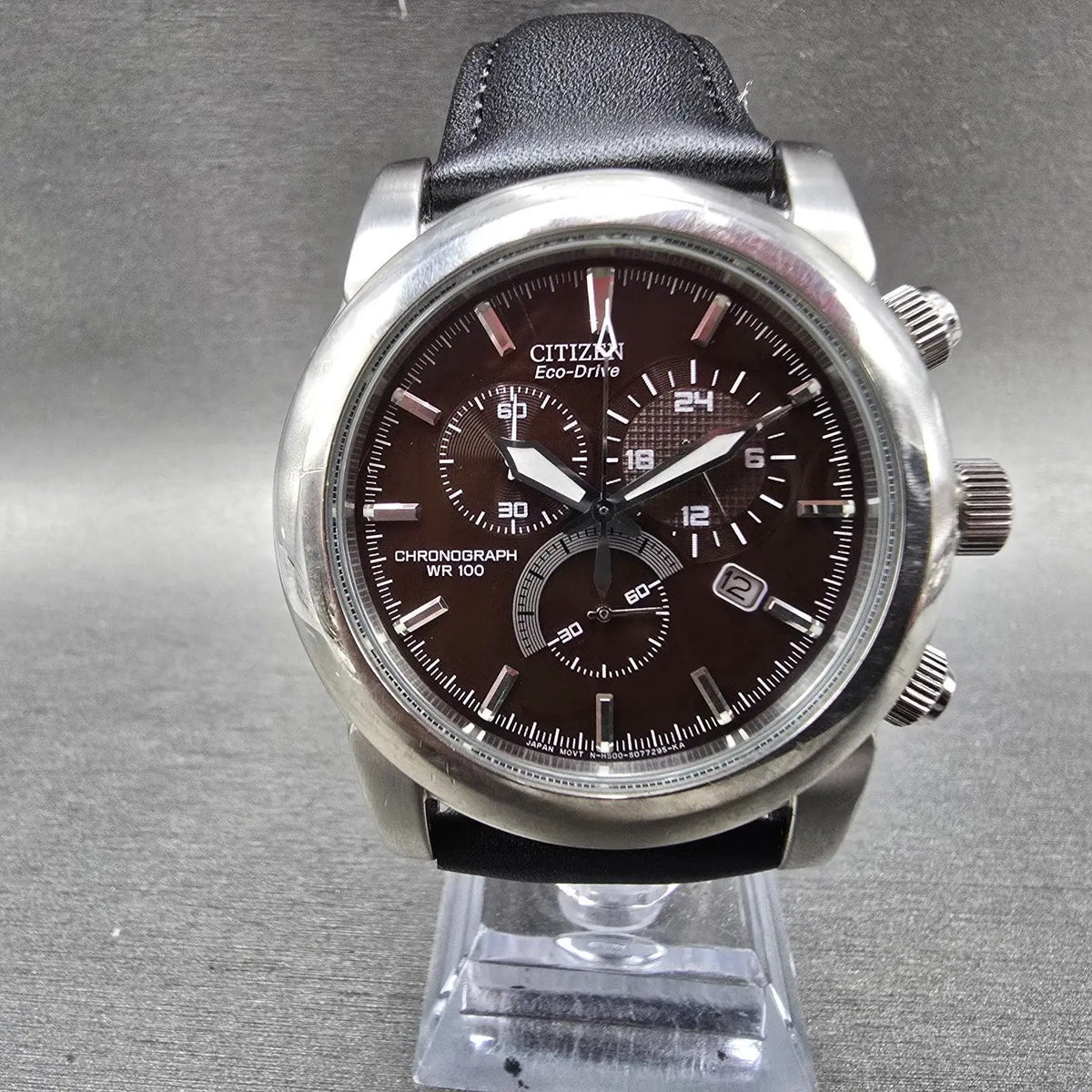 Citizen Eco-Drive Chronograph Watch Men 41mm Brown Dial Steel H500-S049628 Runs0