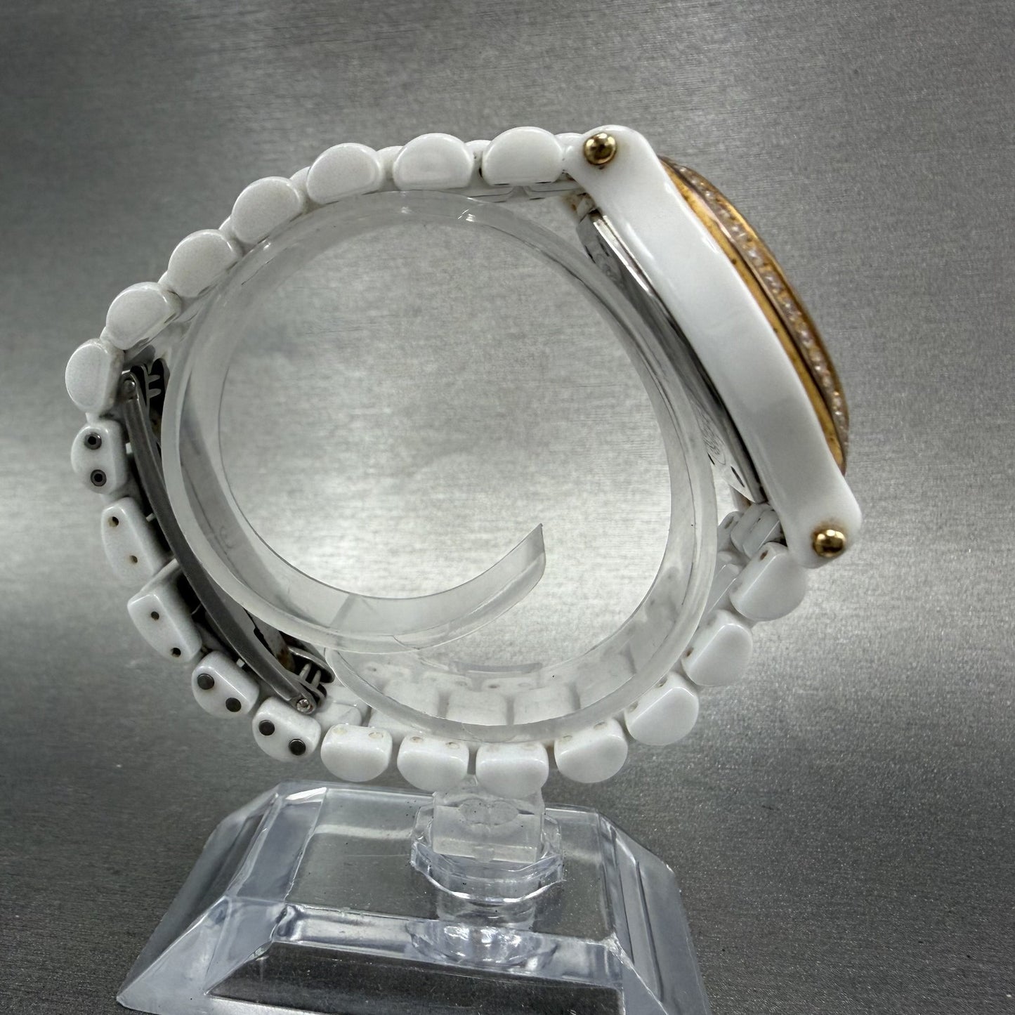 Stuhrling Fusion Watch Women 35mm MOP Dial Whiter Ceramic Diamond Bezel New Batt8