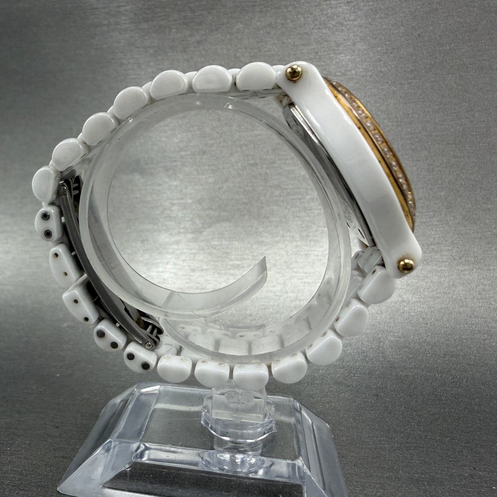 Stuhrling Fusion Watch Women 35mm MOP Dial Whiter Ceramic Diamond Bezel New Batt8
