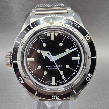 Serica Diving Chronometer Watch Men 39mm Black Dial Steel Automatic 5303-11