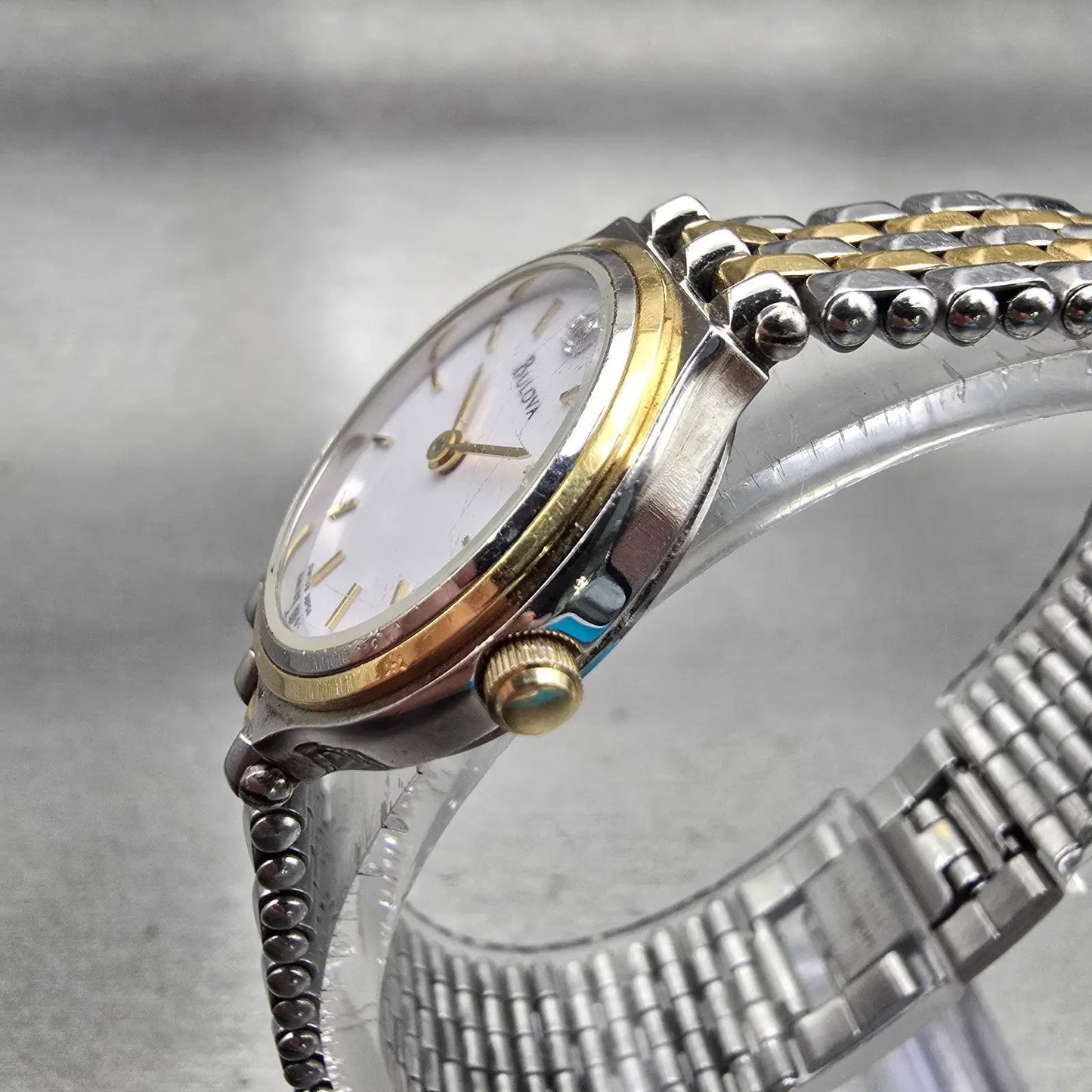 Bulova Watch Women 24mm White Dial Two Tone Diamond Accent Round 98P04 New Batt2
