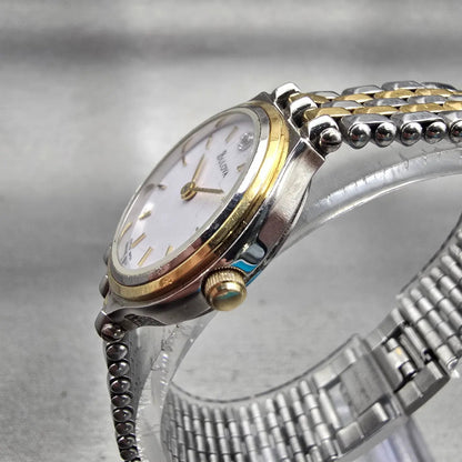 Bulova Watch Women 24mm White Dial Two Tone Diamond Accent Round 98P04 New Batt2