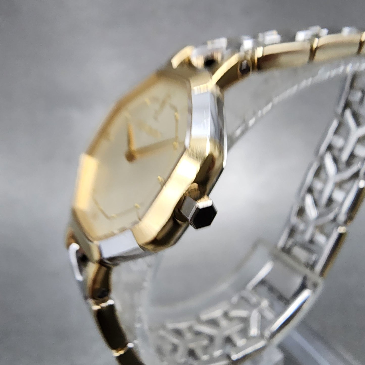 Yves Saint Laurent Watch Women 23mm Champagne Dial Tow Tone Octagon New Battery2