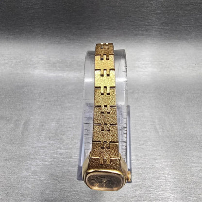 Seiko Watch Women 16mm Black Dial Gold Tone Oval 7321-5399 New Battery Vintage 54