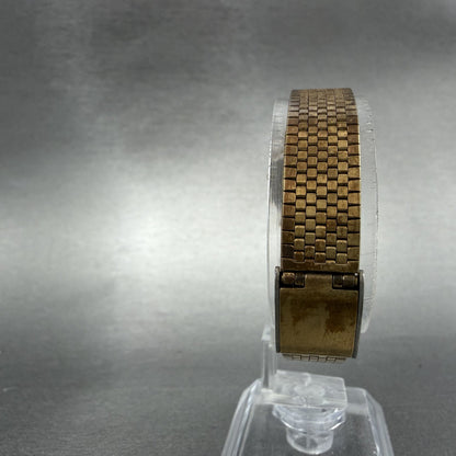Seiko Watch Women 20mm Champagne Dial Gold Tone Octagon 4n21-5022 New Battery7