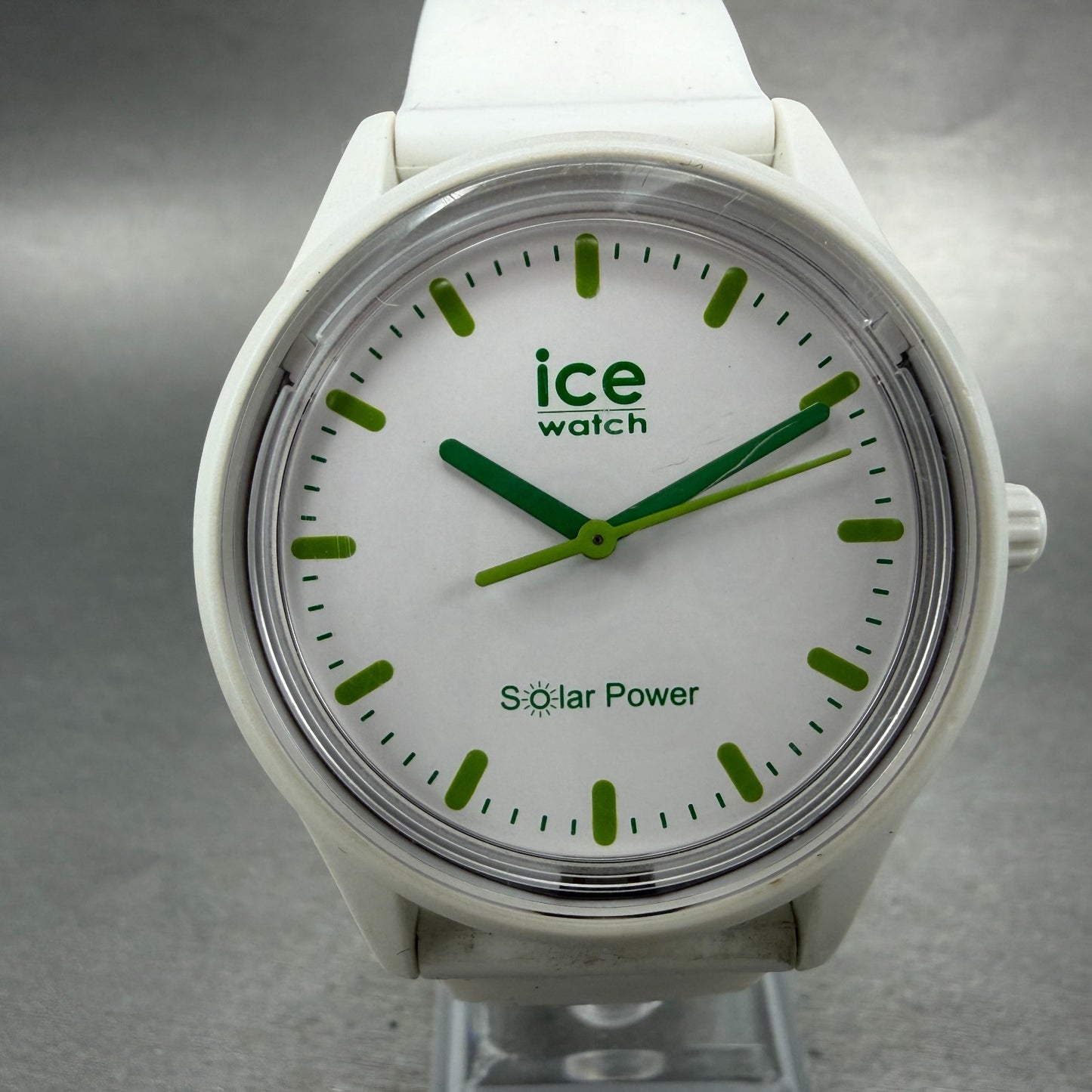 Ice Power Nature Solar Watch Men 41mm White Dial White Tone Round Works0