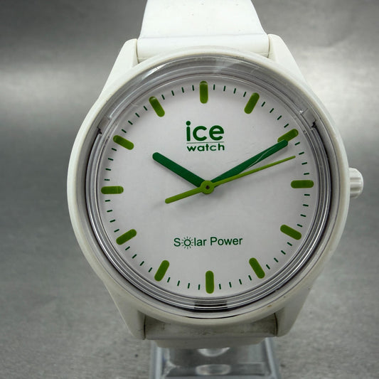 Ice Power Nature Solar Watch Men 41mm White Dial White Tone Round Works0