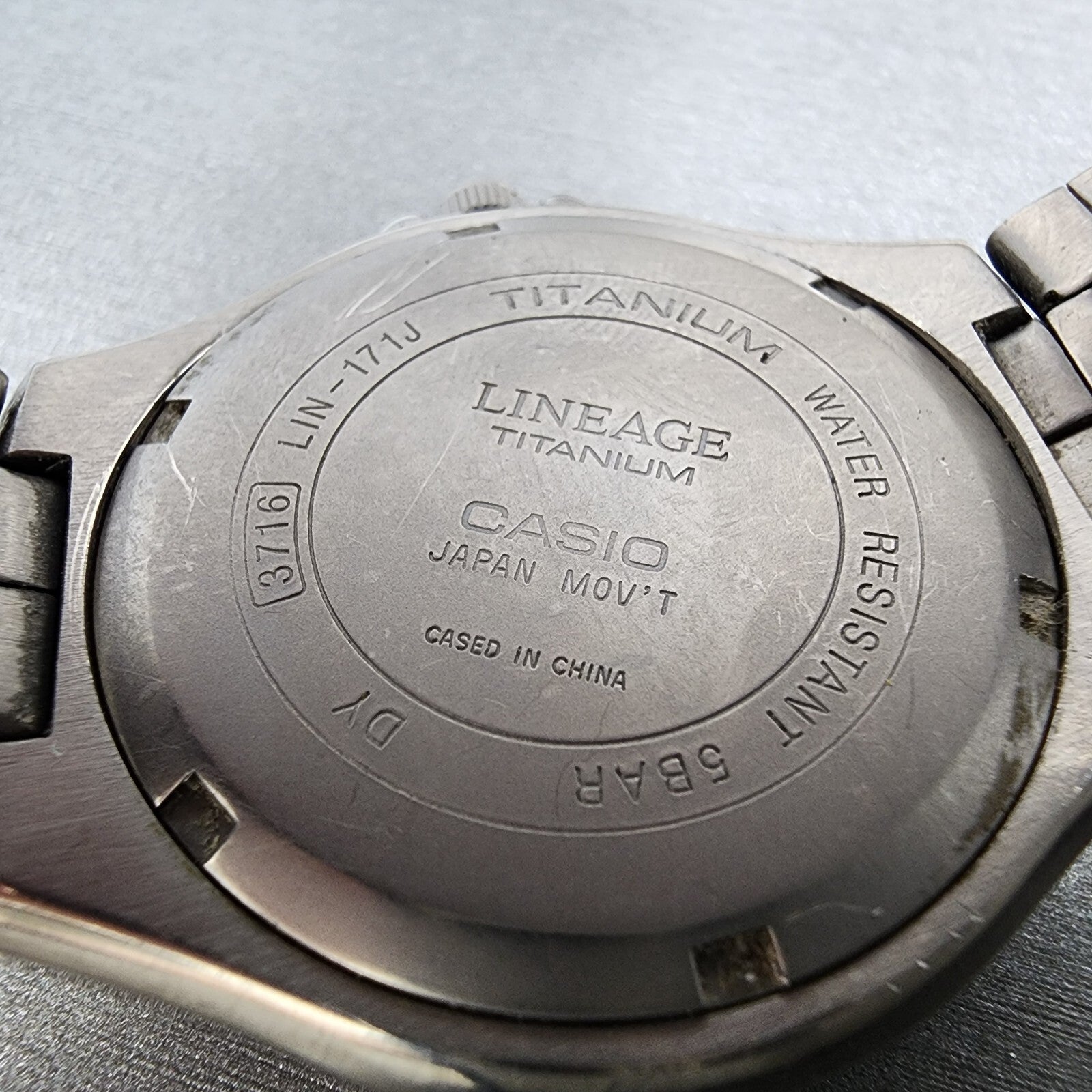 Casio Lineage Titanium Watch Men 38mm Silver Dial Daydate LIN171J New Battery9