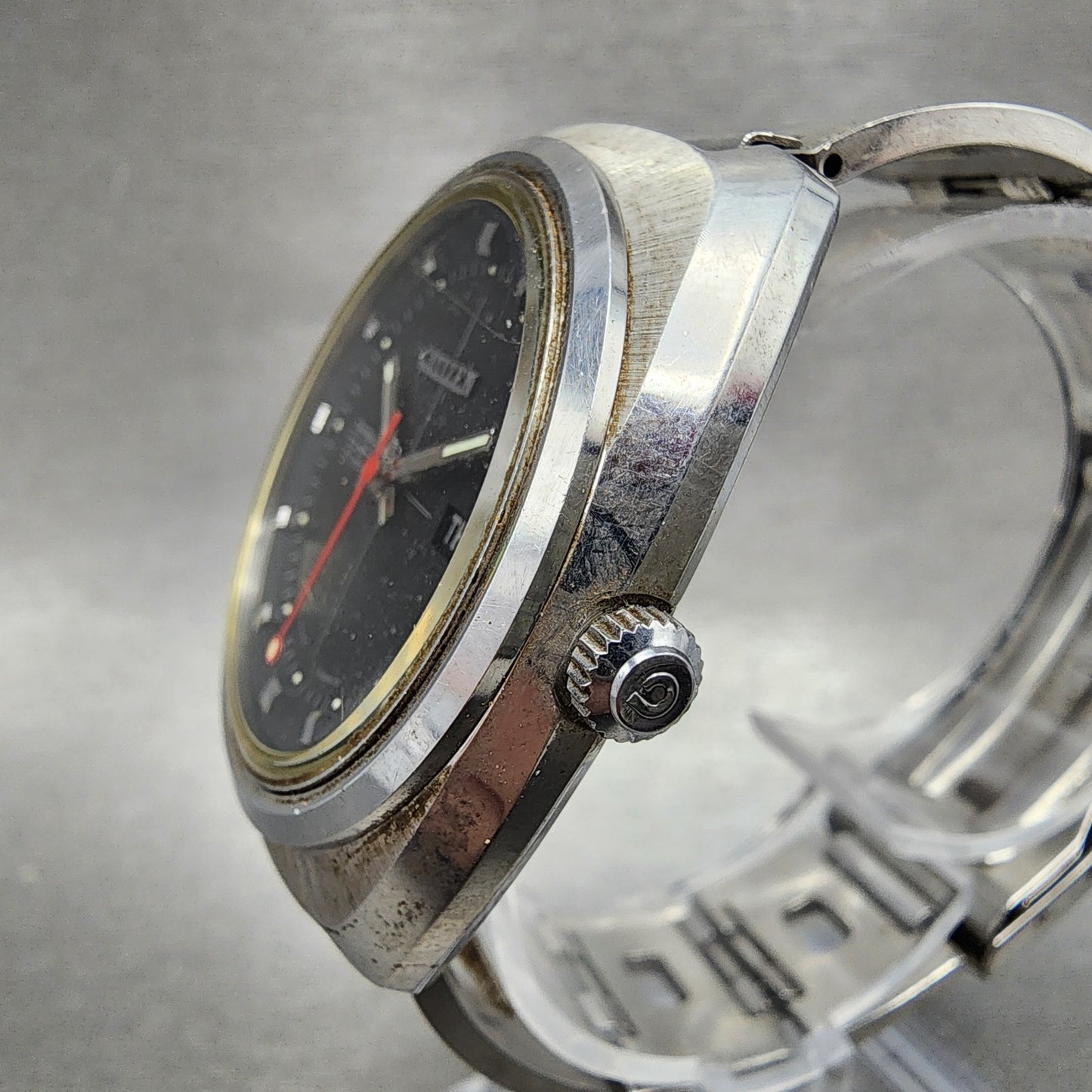 Citizen Crystal Seven Custom Automatic Watch Men 37mm Black Dial Steel Runs3