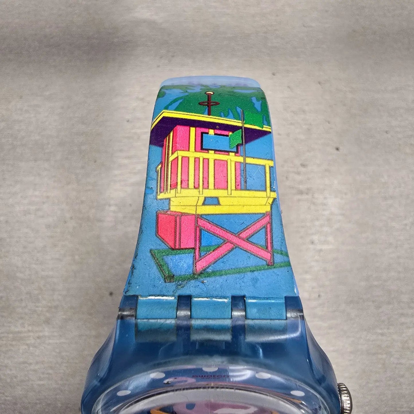 Swatch MIAMI VIBES Watch Women  Blue Dial Blue Case Round SUOZ230 New Battery4