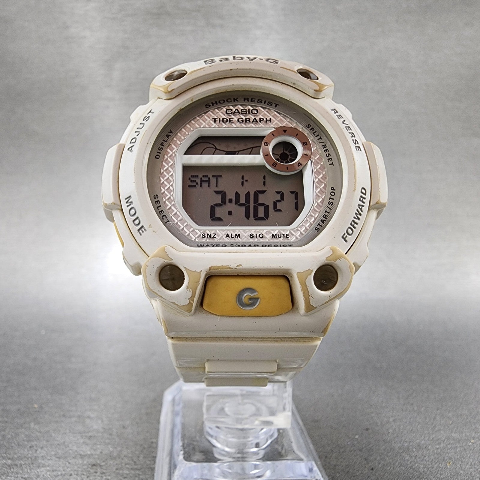 Casio BabyG Watch Women 43mm White Dial White Case Round BLX100 New Battery B!5
