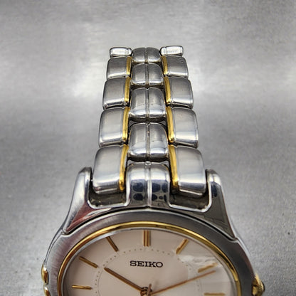 Seiko Dolce Watch Men 33mm Cream Dial Two Tone Round 5E31-600A New Battery