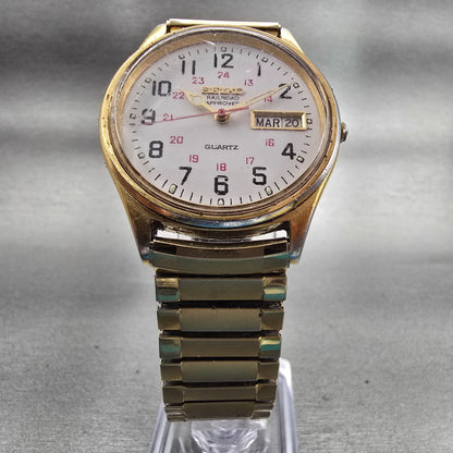Seiko Railroad Approved Watch Men 35mm White Dial Daydate 7N43-8A39 New Battery5