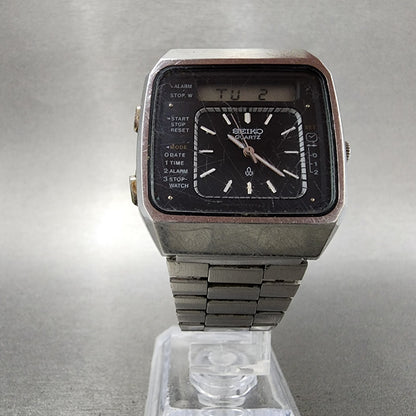 Seiko Analog Digital Watch Men 34mm Alarm Black Dial Steel Date H3575060 PARTS6
