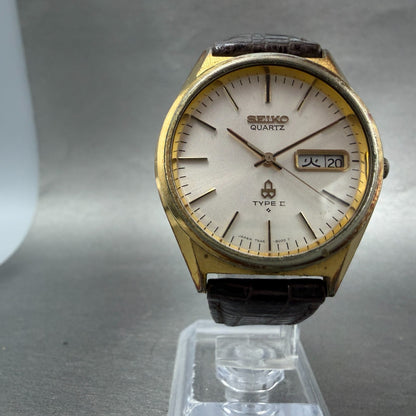 Seiko Type II Watch Men 35mm Silver Dial Gold Tone Daydate 7546-8000 New Battery5