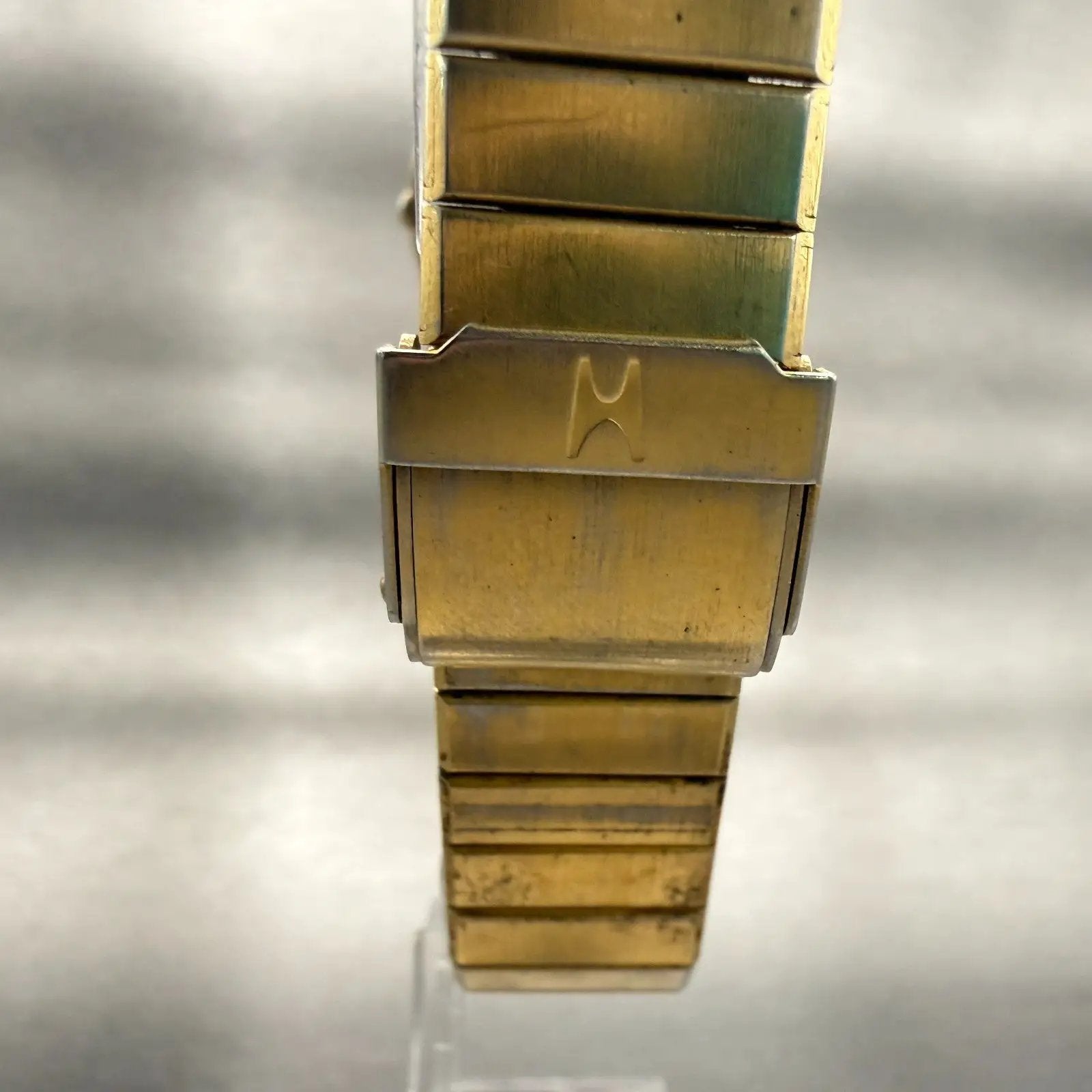 Seiko Watch Men 33mm Gold Dial Gold Tone Date Round 7439-7010 New Battery VTG7