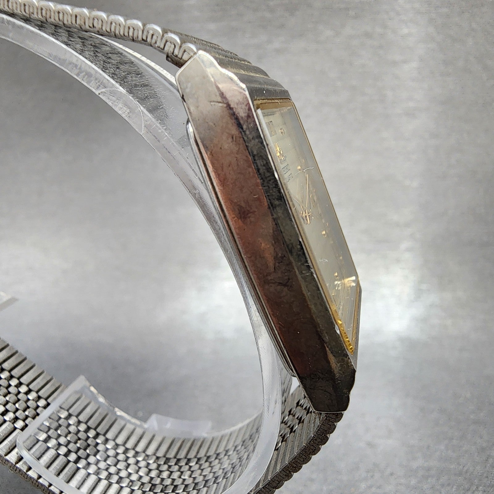 Seiko Tank Watch Men 23mm Champagne Dial Silver Tone 8y215050 New Battery3