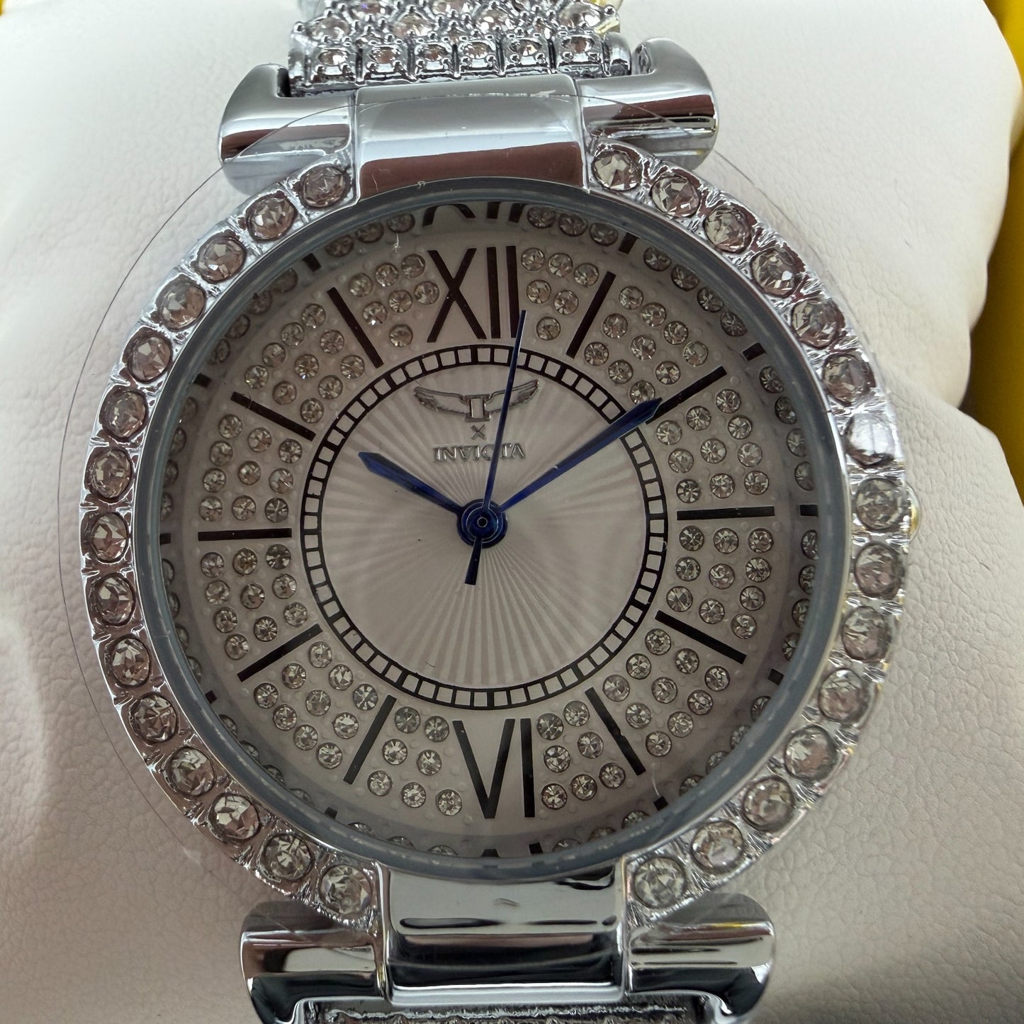 Invicta Wildflower Watch Women 34mm White Dial Silver Tone Crystal Accents 690601