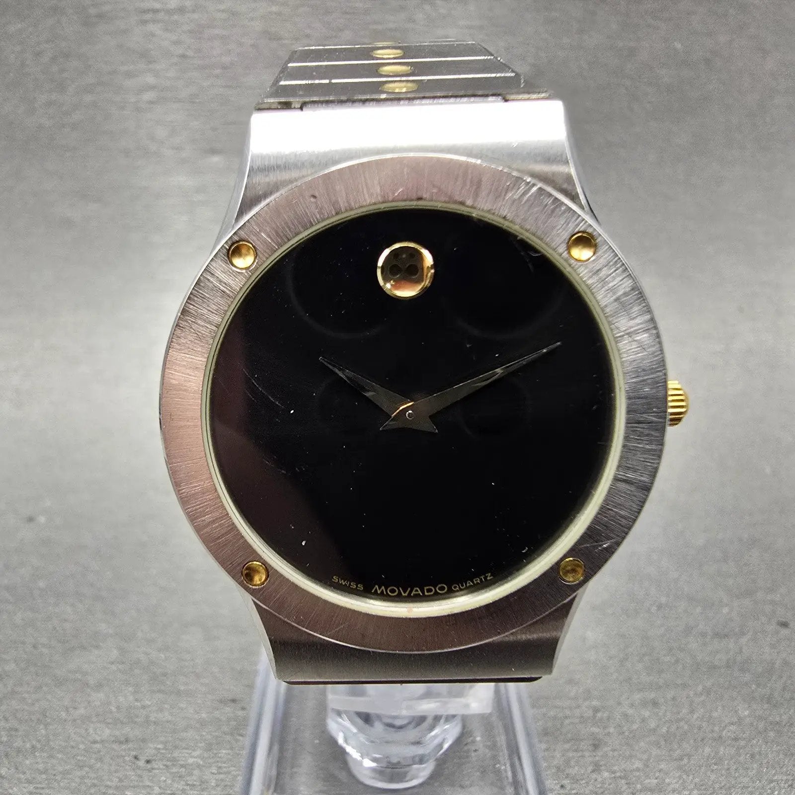 Movado Museum Watch Men 32mm Black Dial Two Tone Round 86-42-876K New Battery0
