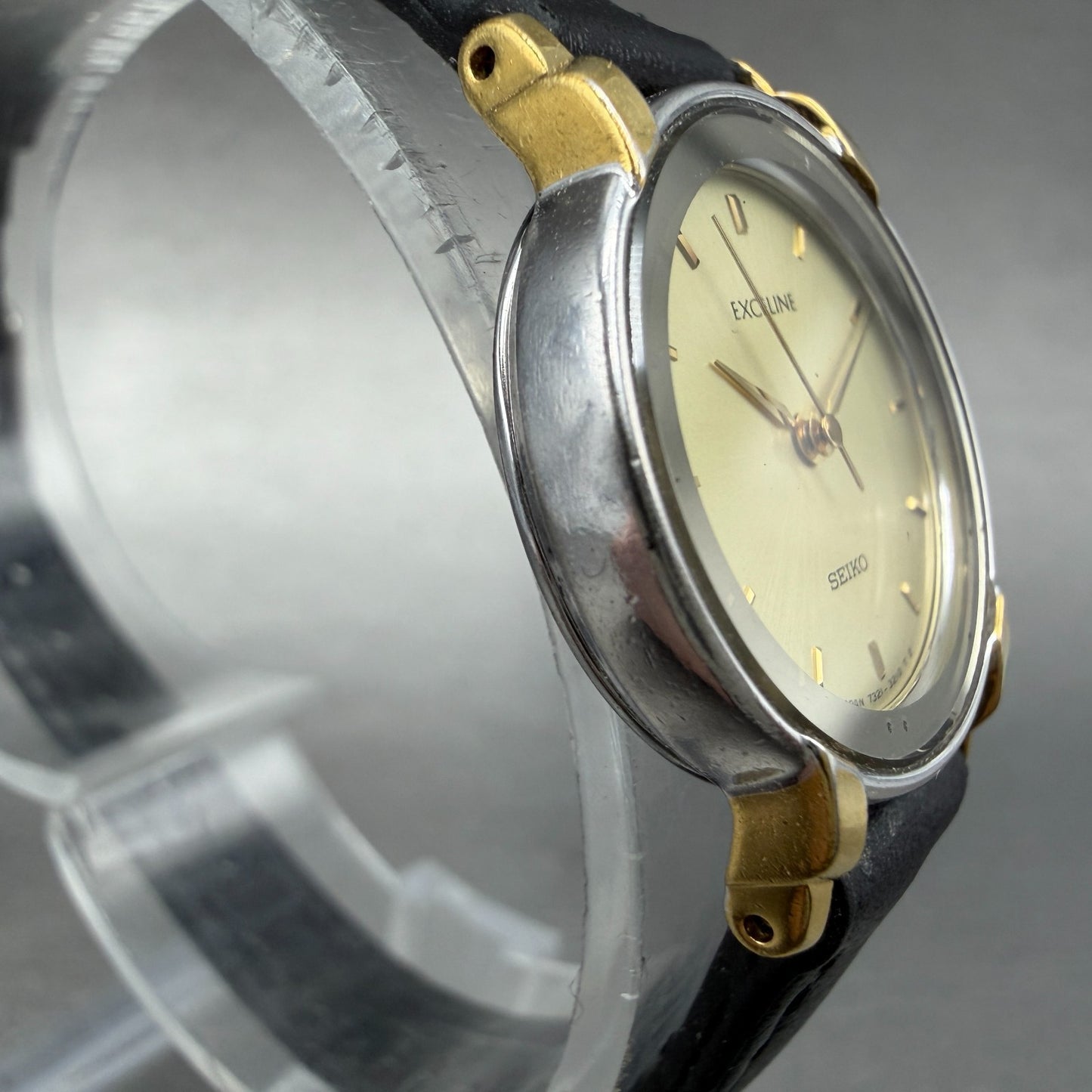 Seiko Exceline Watch Women 22mm Champagne Dial Two Tone Round 7321-0770 New Batt3