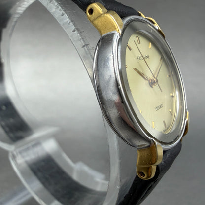 Seiko Exceline Watch Women 22mm Champagne Dial Two Tone Round 7321-0770 New Batt3