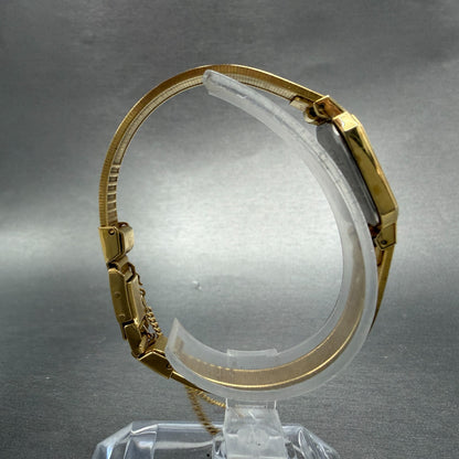 Seiko Tank Watch Women 17mm Champagne Dial Gold Tone 7320-5189 New Battery VTG8