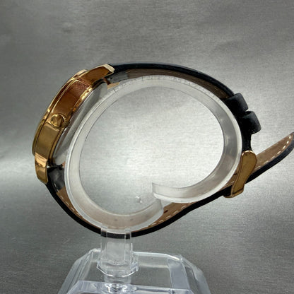 MVMT Boulevard Watch Women 38mm Black Dial Rose Gold Tone Date Leather New BattL6