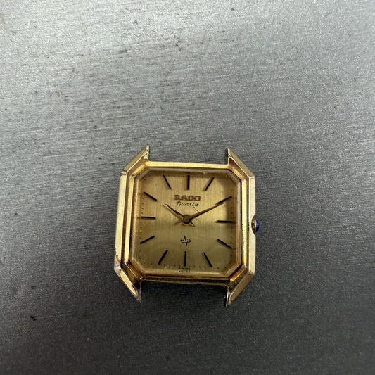 Rado Watch Women 24mm Gold Dial Gold Tone Octagon 717.9589.2 Vintage PARTS0