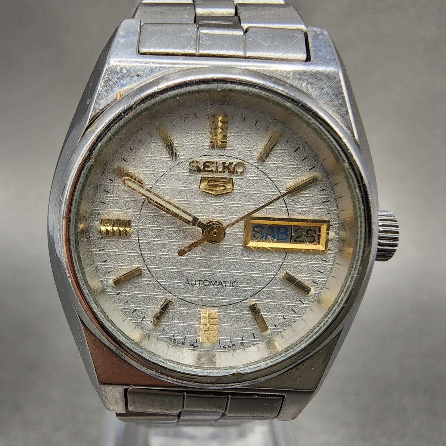 Seiko 5 Automatic Watch Women 26mm Silver Tone Daydate 42060460 PARTS2