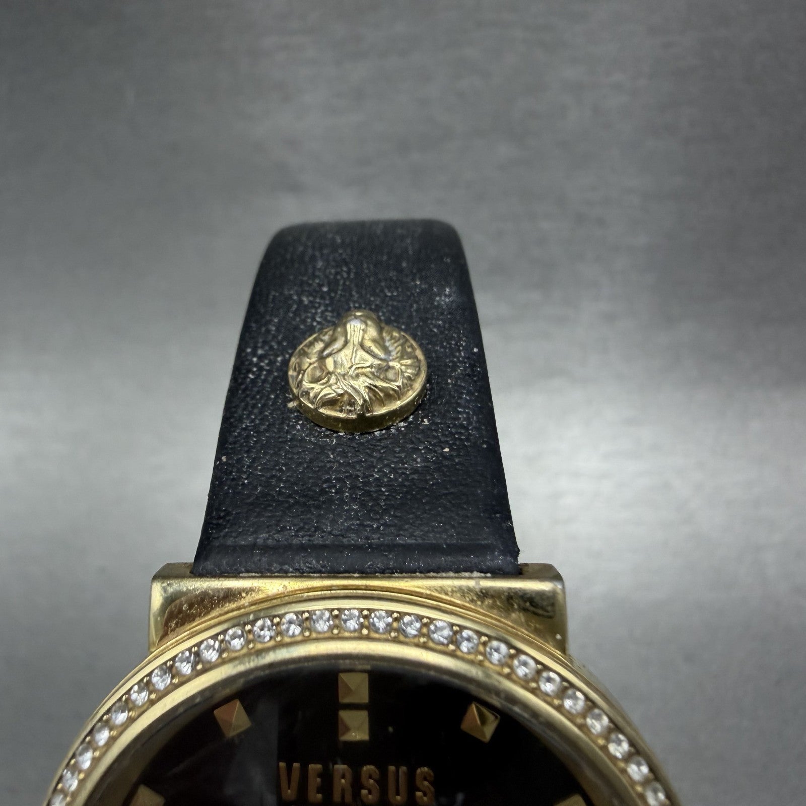 Versus Versace Watch Women 35mm Black Dial Gold Tone Round New Battery4