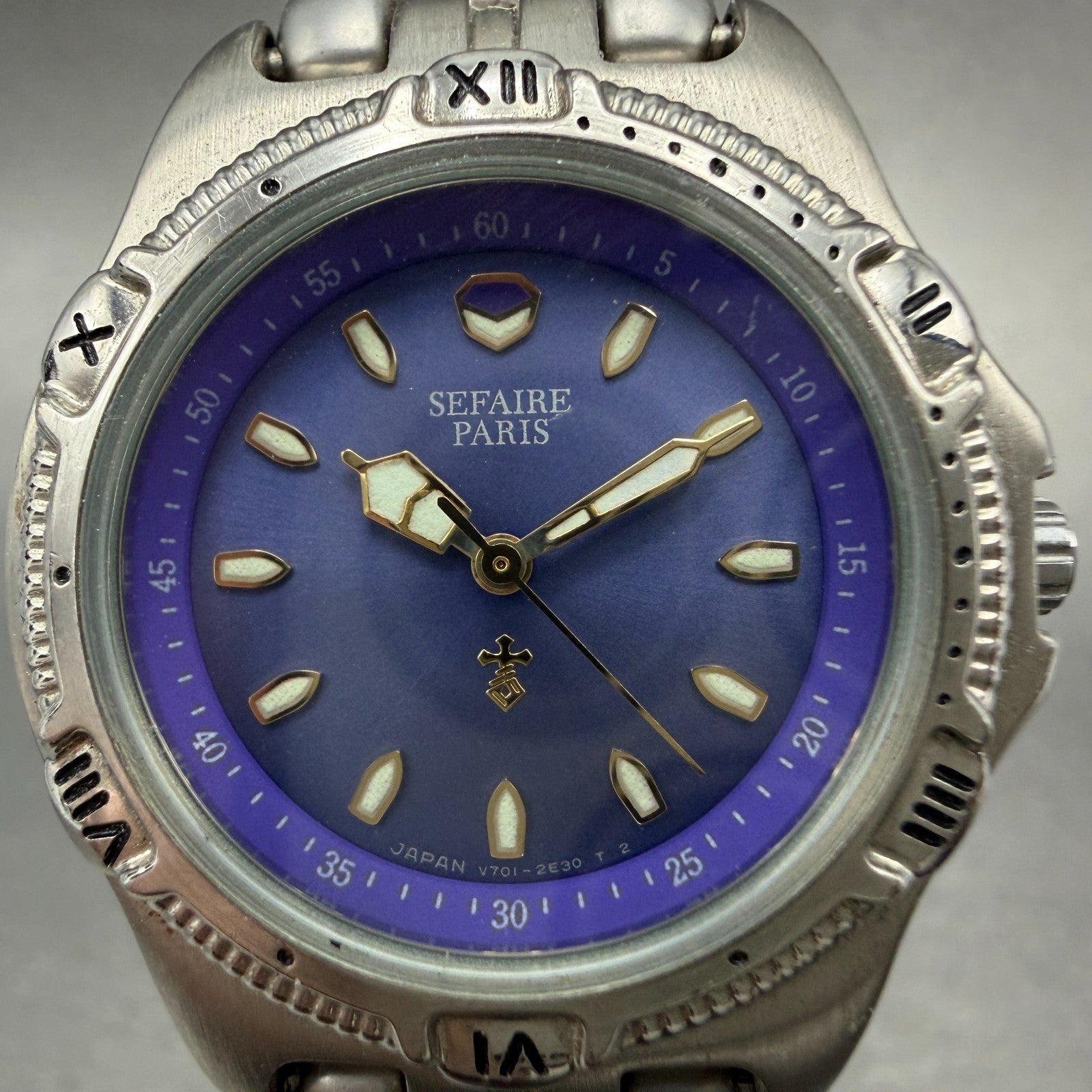 Seiko Alba Sefaire Dive Watch Women 28mm Purple Dial Steel V701-1V20 New Battery1