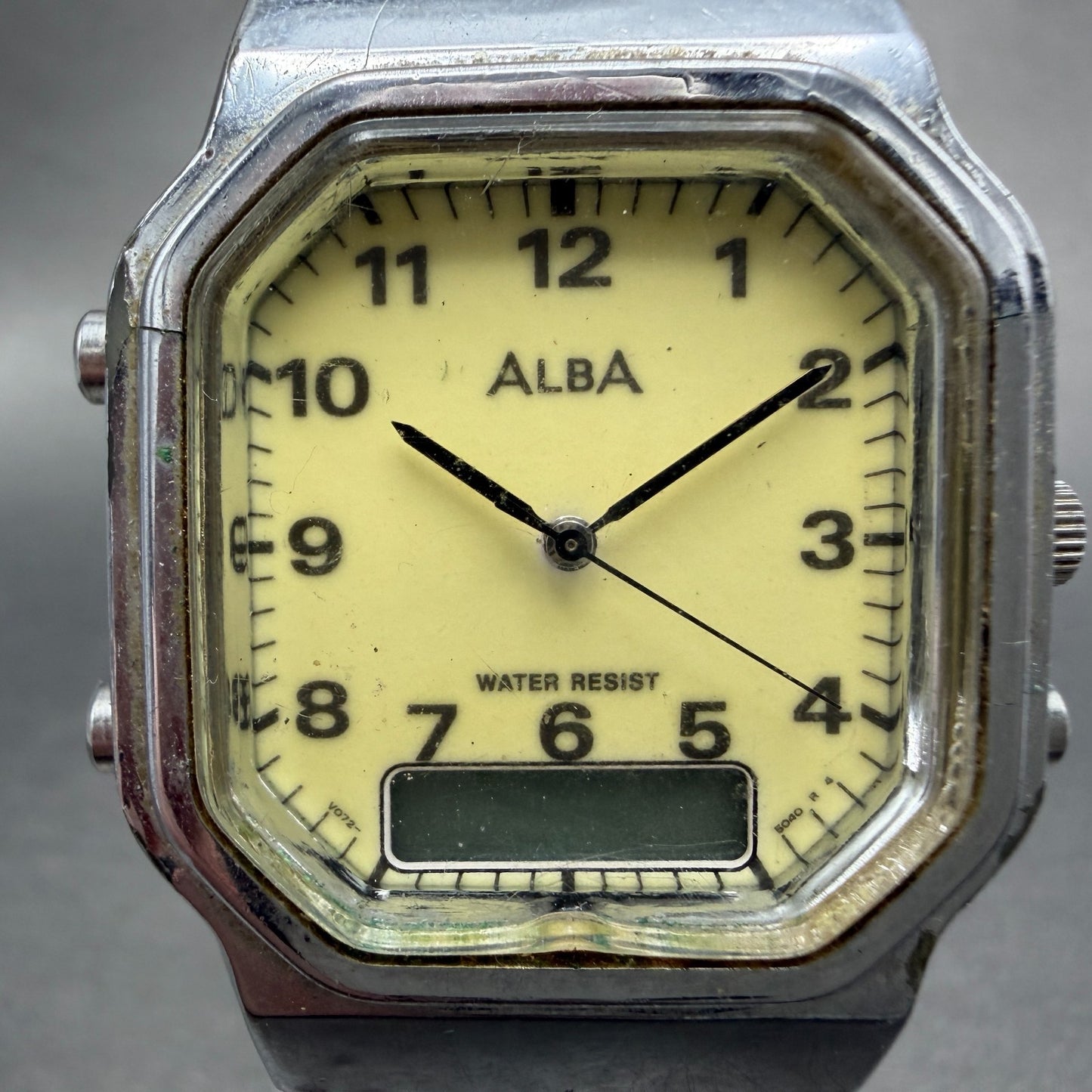 Seiko ALBA Analog Digital Watch Men Luminous Dial Silver Tone V072-5020 PARTS2