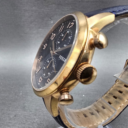 Fossil Townsman Chronograph Watch Men 44mm Blue Dial Rose Gold Tone Round NewBat2
