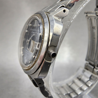 Seiko Seikomatic Lady Watch Women 24mm Black Dial Silver Tone Date Runs READ!!2