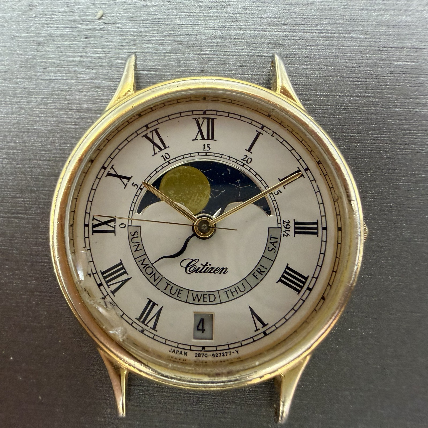 Citizen Moonphase Watch Women 30mm White Dial Gold Tone Date Round New Batt READ1