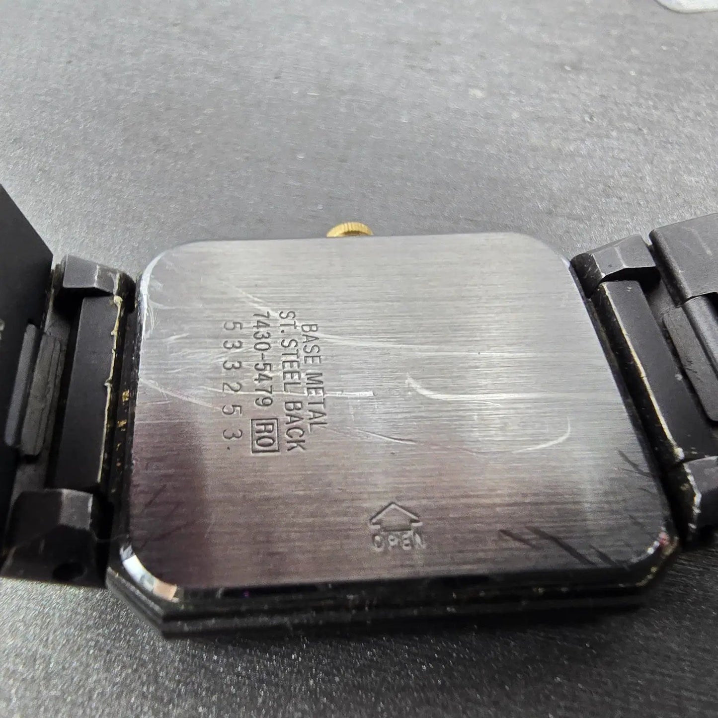 Seiko Tank Watch Men 26mm Gray Dial Two Tone Octagon 7430-5479 New Battery W/Box11
