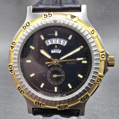 Bulova Caravelle Dive Watch Men 36mm Black Dial Two Tone NOS Round 40C18 PARTS0