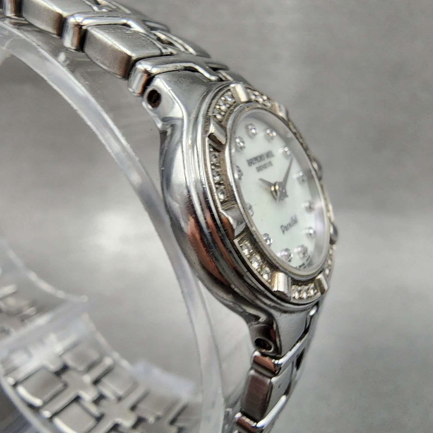 Raymond Weil Parsifal Watch Women 22mm MOP Dial Steel Diamond Bezel Date New Bat3