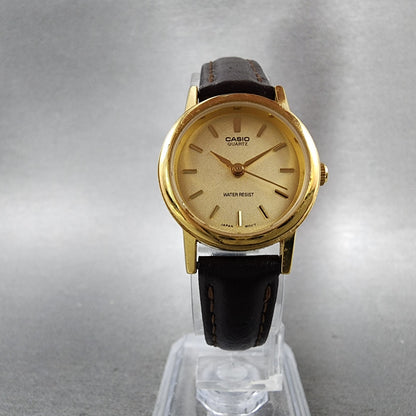 Casio LTP1095 Watch Women 23mm Gold Dial Gold Tone Round Leather New Battery5