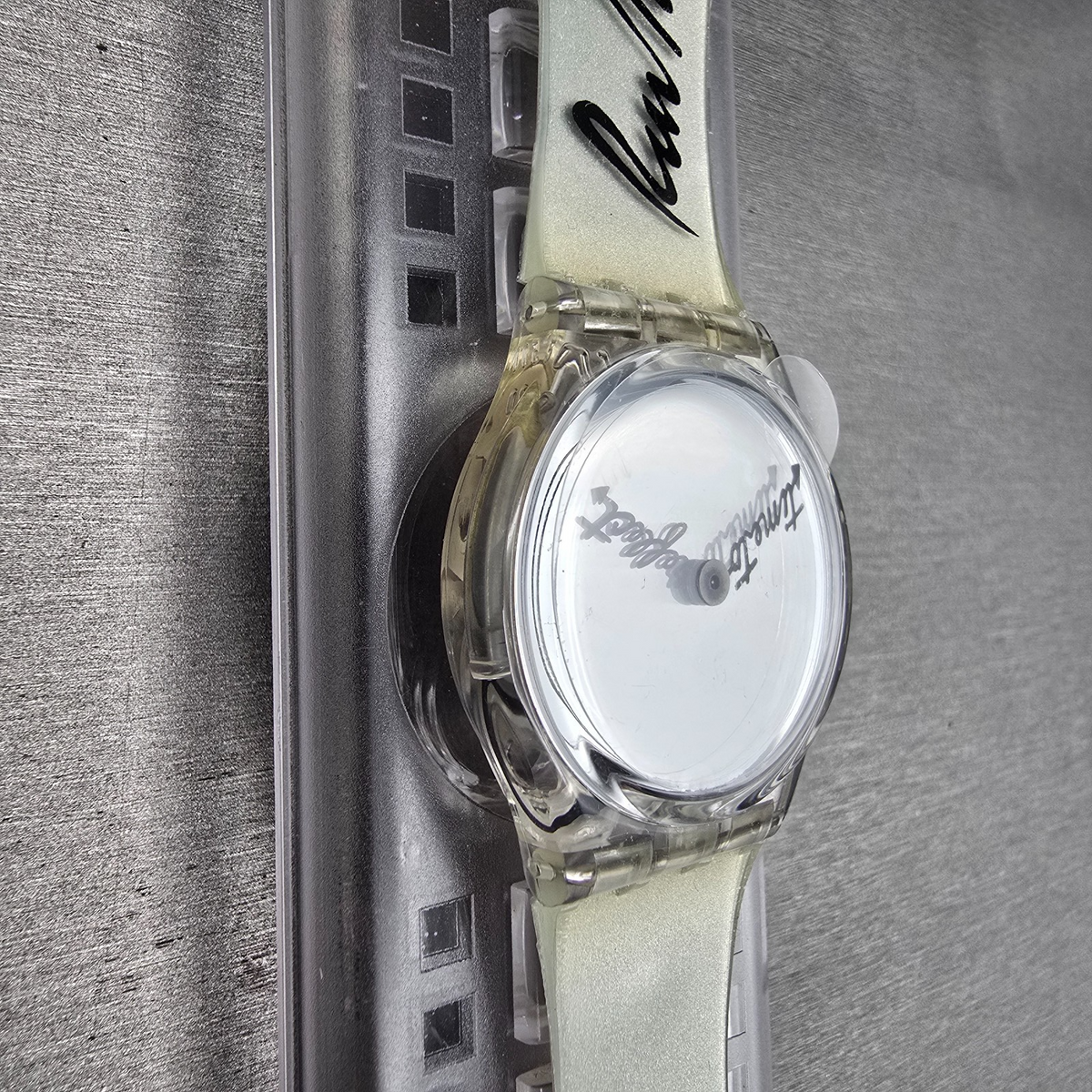 Swatch Time to Reflect Watch Men 34mm Silver Dial Clear Case GZ143 New Batt NOS3
