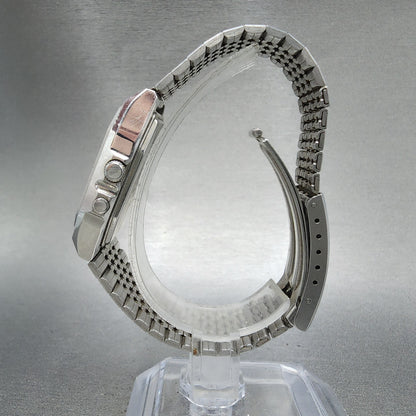 Casio AQ351 Watch Men 31mm Silver Dial Silver Tone Rectangle Alarm Chrono PARTS7