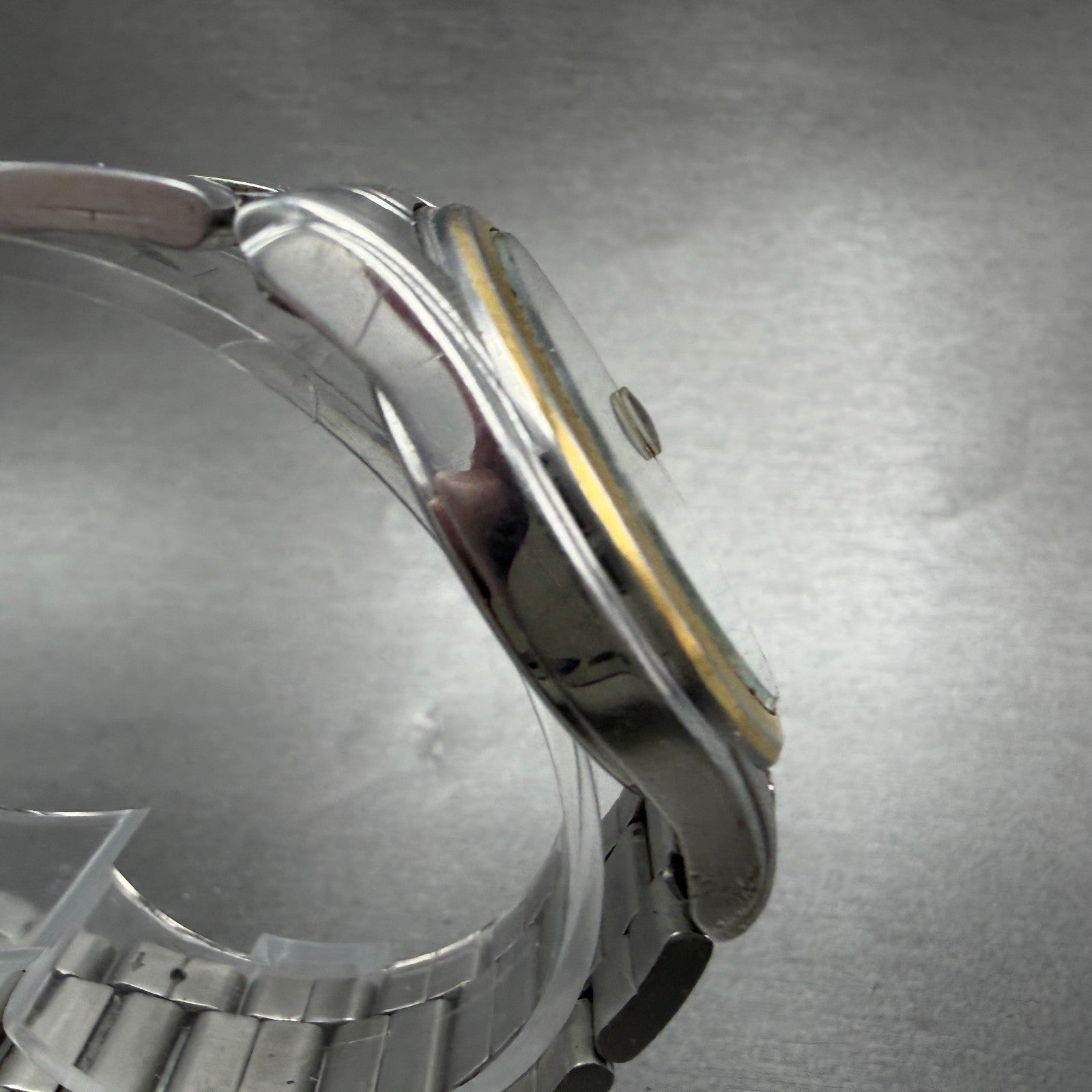 Seiko ALBA Watch Men 36mm White Dial Two Tone Date Round 7N42-0AD0 PARTS4