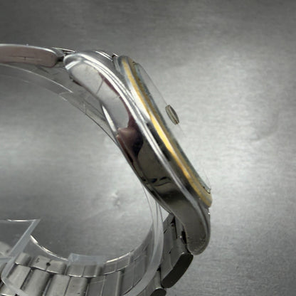 Seiko ALBA Watch Men 36mm White Dial Two Tone Date Round 7N42-0AD0 PARTS4
